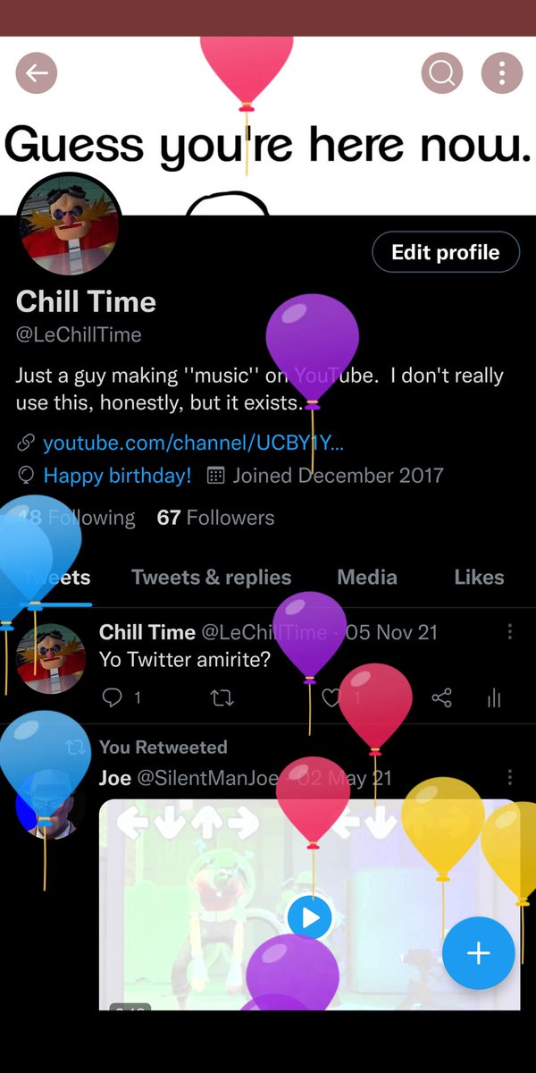 LeChillTime's tweet photo. Ayo why did no one tell me Twitter had balloons? This place is awesome now. https://t.co/4PNEtMJQLs