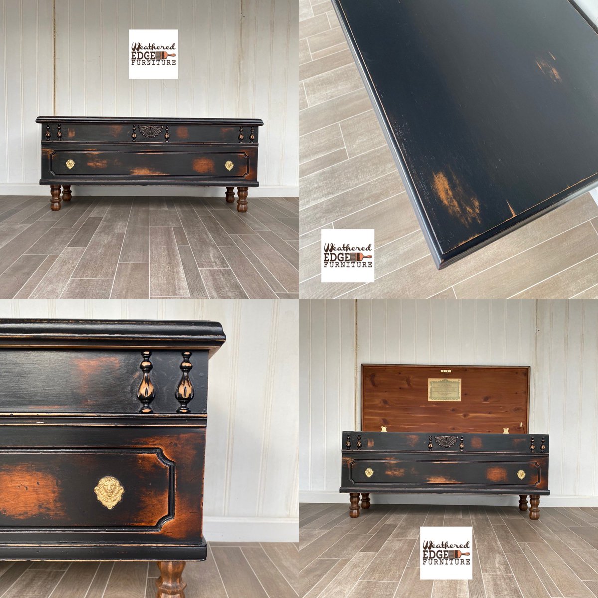 KalaMerrell's tweet image. Restored this old cedar chest by adding legs and painted with #generalfinishes Lamp Black and High Performance Top Coat Satin.                           Weathered Edge Furniture