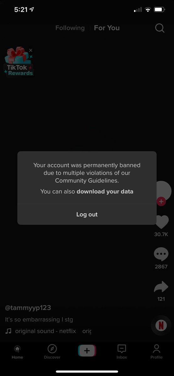 Burrowstn's tweet photo. @tiktok_us is there anyway to get an account back when this has happened? No guidelines have been broken yet account has been banned and  I can't  see away to appeal. My sister only ever uploads dance videos and likes other users videos please help me and put it back for her https://t.co/Si90OTKop2