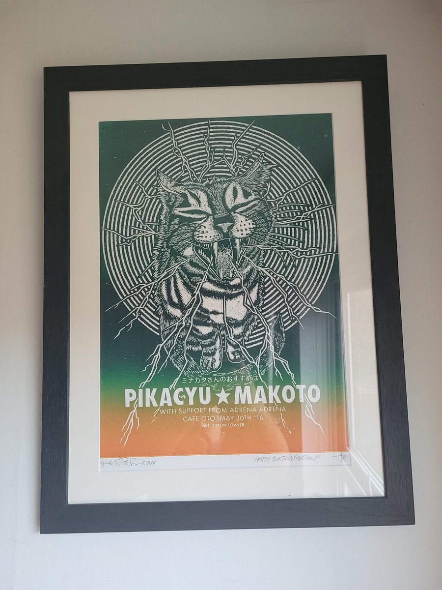 Inspired by @meddlingmage doing the same last year and getting some new things framed I thought do a tour of things I have up at mine & @KittyWhitelaw's place. First @PIKA_DRUM @SpeedGuru69 from a @Cafeoto show by @SimonFowlerART. First of many him!