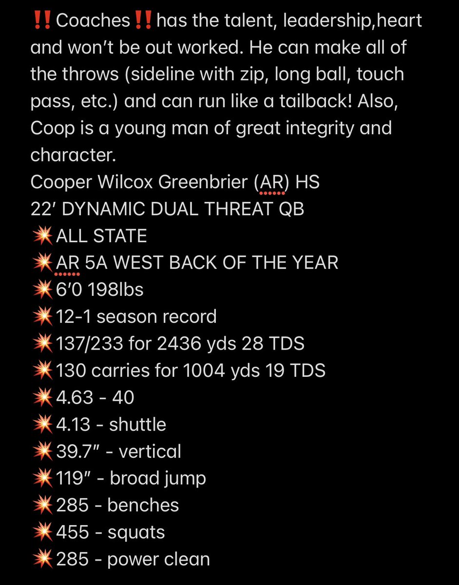 hudl.com/v/2GLV31 <a href="/CooperWilcox5/">Cooper Wilcox</a> <a href="/AdamDorrel/">Adam Dorrel</a> <a href="/CoachGBoykin/">Gunnar Boykin - UCA</a> <a href="/NathanBrownUCA/">Nathan Brown</a>  <a href="/CoachDrinkwitz/">Eliah Drinkwitz</a> <a href="/BushHamdan/">Bush Hamdan</a> <a href="/Coachbwright4/">Brian Wright</a> <a href="/Coach_Bacc/">Bryce Baccarini</a> <a href="/coachp_ACU/">Keith Patterson</a> <a href="/JDiMinno/">Jerry DiMinno</a> <a href="/kendalbriles/">Kendal Briles</a>