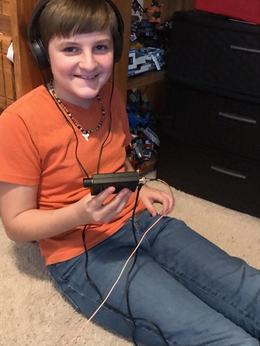 The new generation of hams. (my grandson in NC) Using a belka DX SDR RX I shipped him last month, heard me on 40M SSB today.  #ProudGrandPa ! #DX #Remote #HamRadio