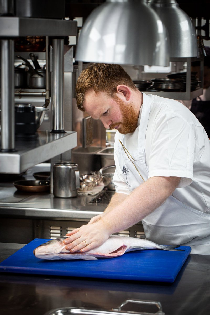 Midsummerhouse's tweet photo. Head chef, Mark Abbot, tackling the task of deboning fish.
#midsummerrhouse #restaurant #chef #chefthings #fish #cambridge https://t.co/t0KaT4qutX