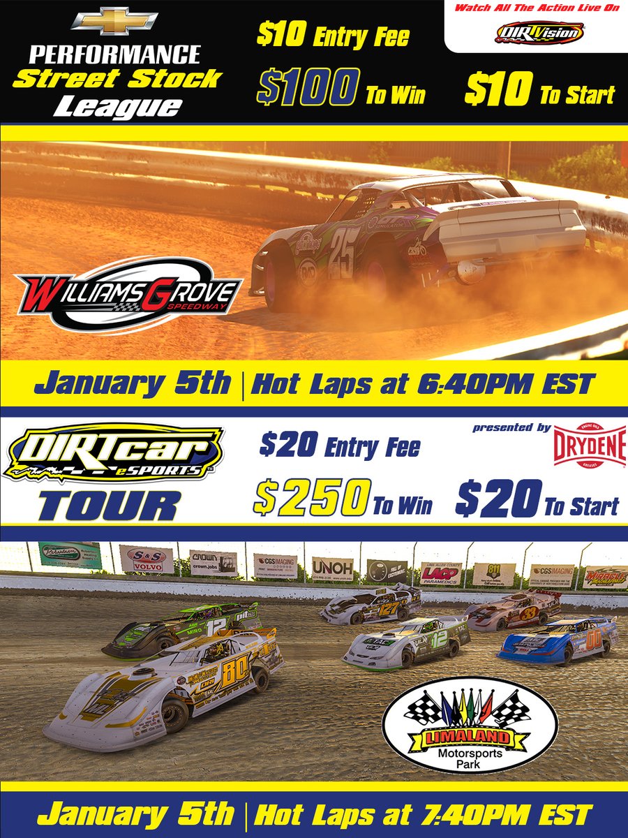 DIRTcarRacing's tweet photo. Santa brought you a new @iRacing rig? Great. Come race it with #DIRTeSports this Wednesday night!
REGISTER π https://t.co/GYqHd6ADws https://t.co/bAg3ONASqp