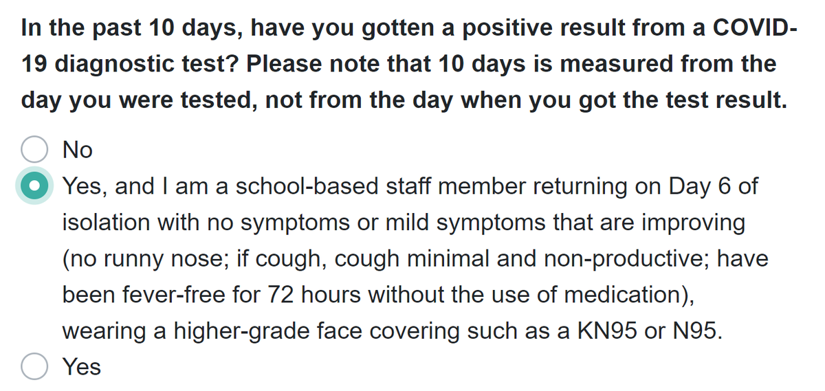 m1khaela's tweet photo. Please share, retweet, alert media: @NYCSchools is changing rules to send teachers with SYMPTOMATIC  cases of COVID into classrooms tomorrow while claiming to be improving safety for our kids. As shown on the new health screener. THIS CAN'T HAPPEN. https://t.co/c16jAIGCuR https://t.co/15MgtwhM8y