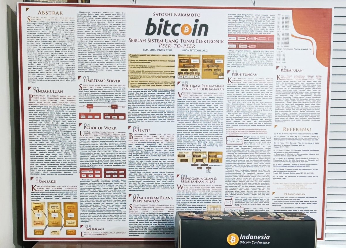 Untuk memperingati hari blok Genesis dari Bitcoin di 3 Januari 2009 berikut bbrp hal yang mungkin menarik.. Link untuk download poster white paper #bitcoin versi Indonesia secara gratis ada di bawah.. 
x.com/aadbitcoin/sta…