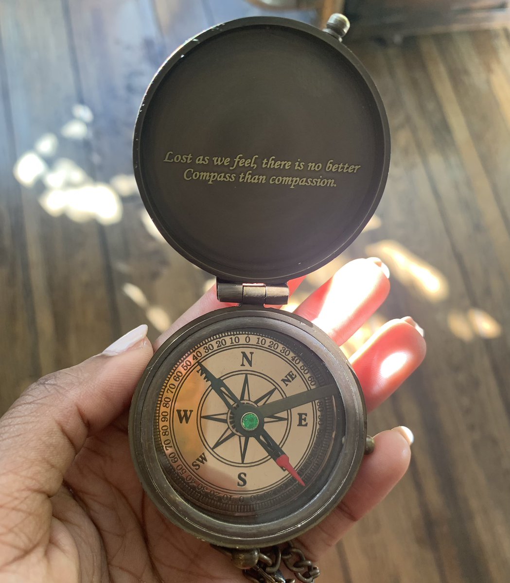 A friend gifted me this engraved compass and it took me several moments to remember I wrote this line in my book😂