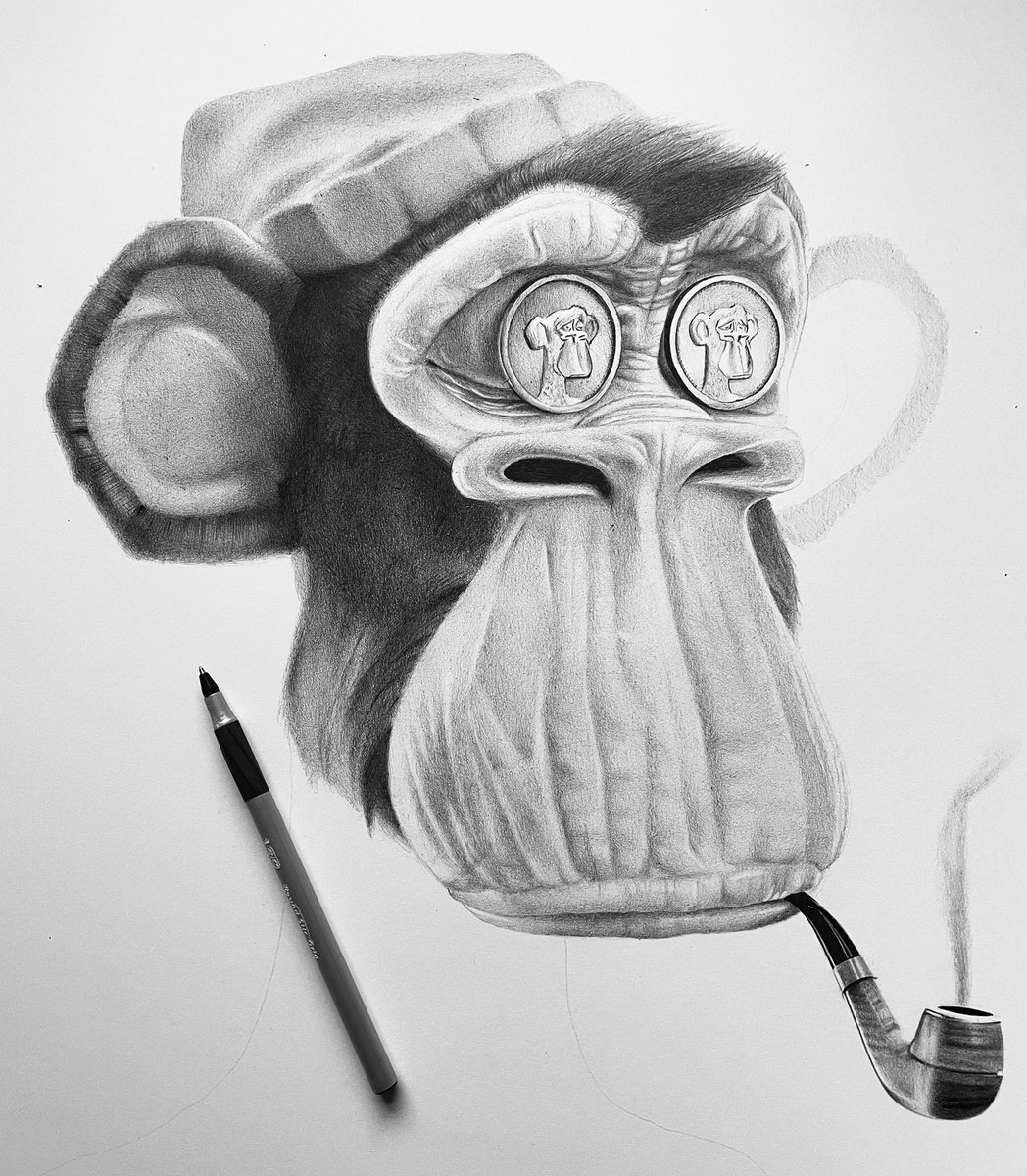 weekend work • bic ballpoint <a href="/BoredApeYC/">Bored Ape Yacht Club 🍌</a> on paper for <a href="/SaintBayview/">Saint Bayview</a>
