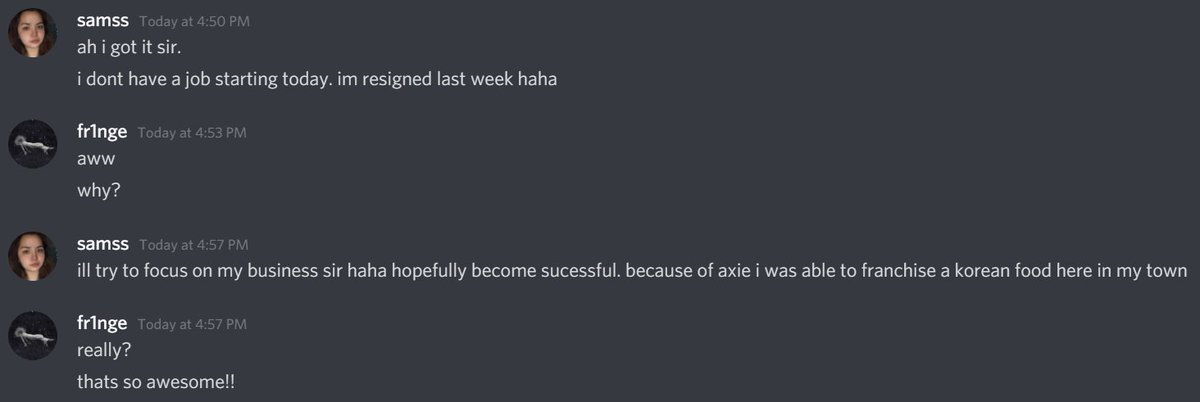 fr1ngexyz's tweet photo. I have a scholar who was able to use her @AxieInfinity $SLP earnings to franchise a korean food restaurant in the Philippines! Absolutely incredible to see how far she's come being one of my first couple scholars 😍😌 https://t.co/bZZmk9Puni