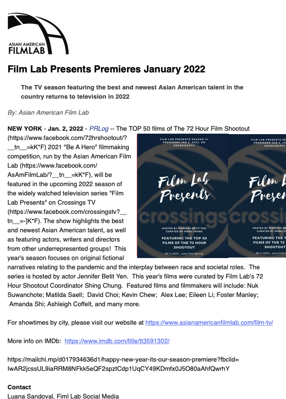 filmlabinc's tweet photo. https://t.co/HgcAjQZh56
#FilmLabPresents
#72HrSO
#seasonpremiere
#representationmatters
#asianamerican
#bipocartists https://t.co/jUr0wKbpJt