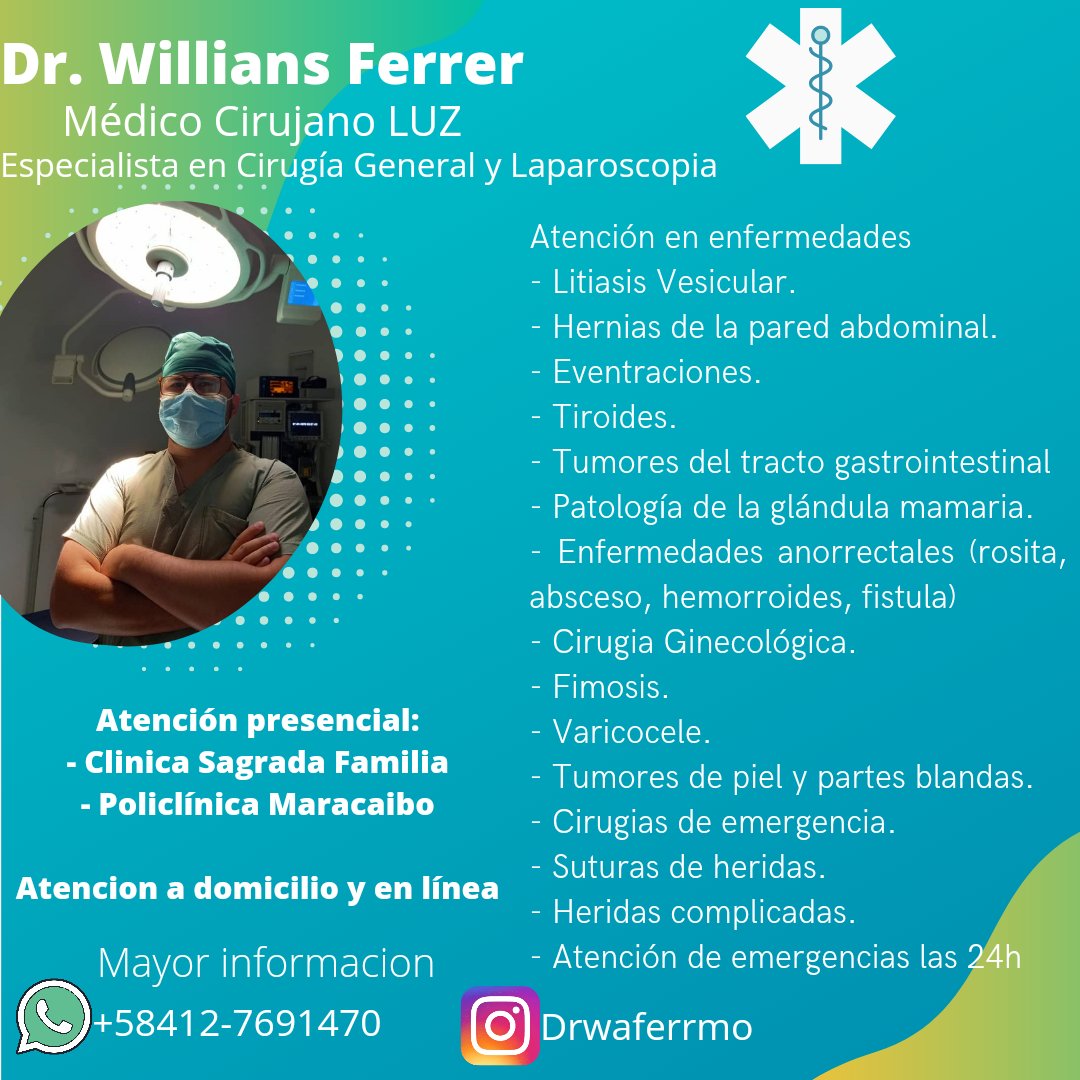 williansferrer's tweet photo. Dr. Willians Ferrer
Cirugía General y Laparoscopía
Atención Médica las 24h
Contacto: +584127691470
Tú salud es mi prioridad!!! https://t.co/5TRJSeAMMM