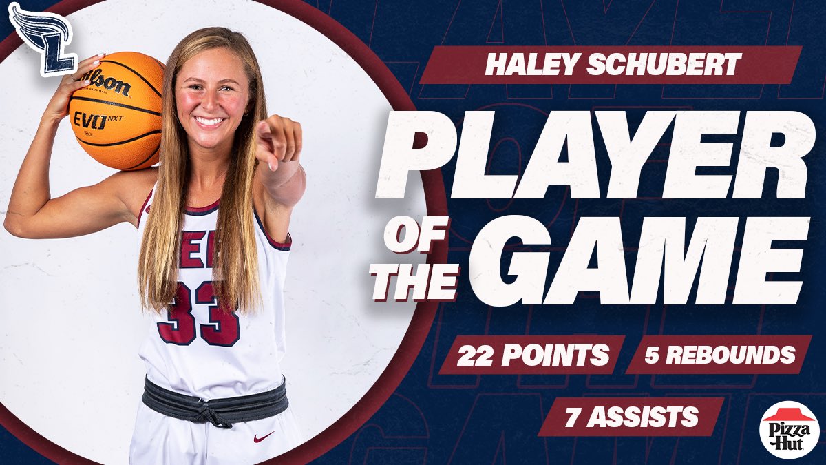 LeeUWBB's tweet photo. Another game, another @PizzaHut Player of the Game nod goes to Haley Schubert! 👀
The senior did it all once again for us today. She had 3 steals and 2 blocks on the afternoon on the defensive end. 👀💪 #FiredUp https://t.co/LmuSl9X0uX