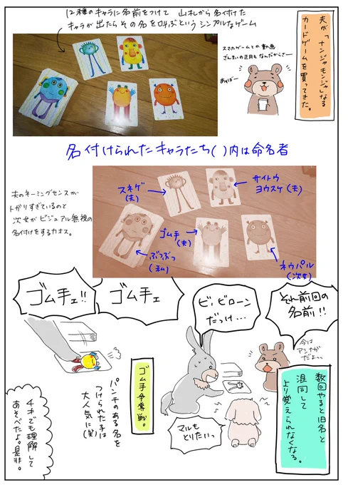 夫が買ってきたカードゲームがめちゃ面白かった。
ワーキングメモリーが壊滅してる私には良い脳トレになりそうです(長女はほぼ不参加😂)
子ども混じると手加減出るので大人同士で全力でやってみたい。
(今年の目標とかも書いたので貼っておく)
#アスの毎日絵日記 #コルクラボマンガ専科 