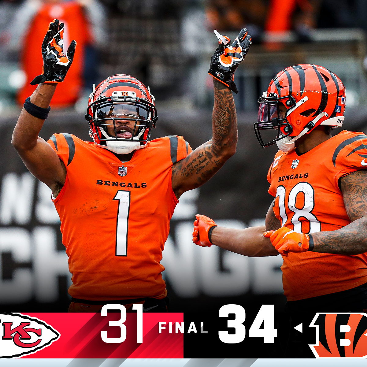 NFL's tweet photo. FINAL: How about those @Bengals?! #KCvsCIN #RuleTheJungle https://t.co/EYrFEnxajZ