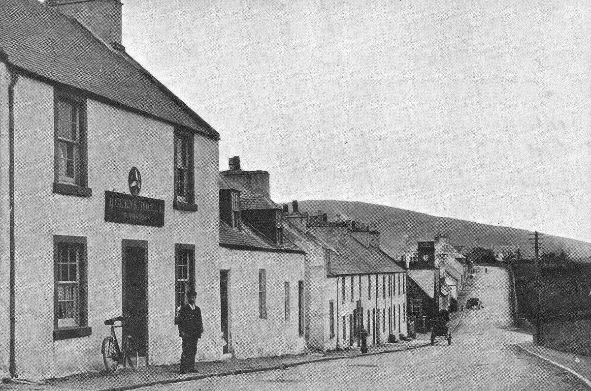 tourscotland's tweet photo. Old Tour #Scotland Ancestry Travel visit Genealogy Scottish Family History Genealogy Blog photograph of  the Queens Hotel, cottage and houses and story of #Colmonell 10 miles from #Girvan in #South #Ayrshire It is reputed poet Robert Burns fished near here https://t.co/QrB8HAMAwb https://t.co/japtVgs7i1