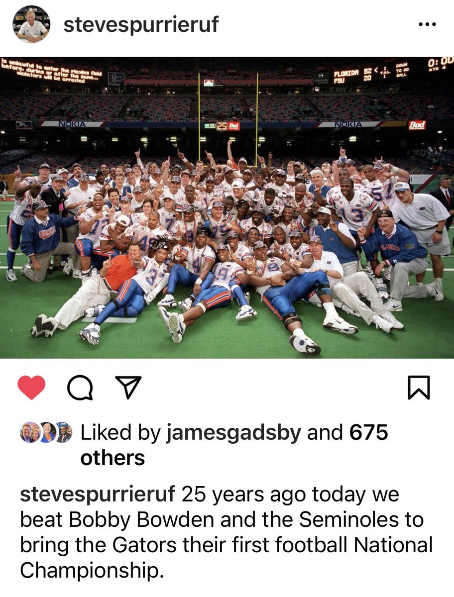 DannyWuerffel's tweet photo. 25 years ago tonight. Feels just like yesterday. Thanks HBC @SteveSpurrierUF @GatorsFB and #GatorNation #GoGators https://t.co/eHPWchUMcF