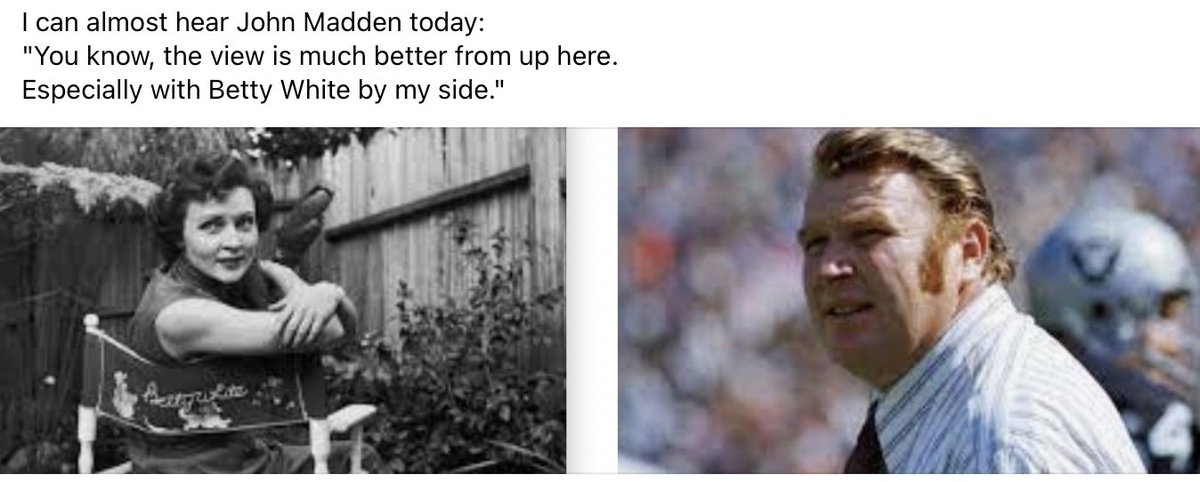 rayschiel's tweet photo. #johnmadden #bettywhite #nfl #raiders https://t.co/pKugmqubFD