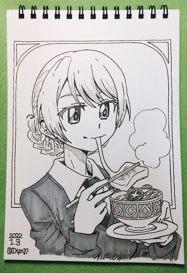 #年越しエアスケブ
15. ティーカップで雑煮を食べるダージリン 