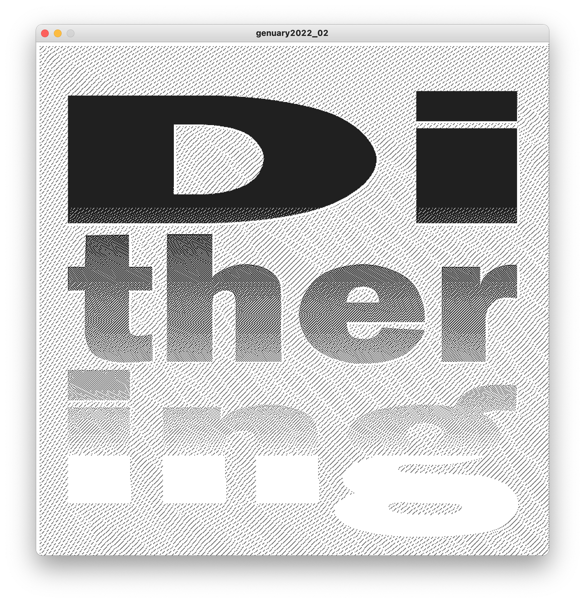 Day 2 of #genuary #genuary2022 did a slap-dash random number based dither in the first image, and used a legitimate algorithm (ht EvilMadScientist) in the second image. #generativeart made with Processing.