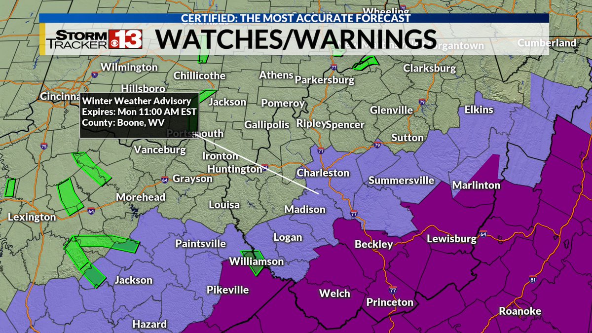 meteojoe's tweet photo. ⚠COUNTIES ADDED⚠ More Winter Weather Advisories have been issued, including for Kanawha, Clay, Boone, Logan and Mingo counties in anticipation of tonight's snow. Some slick travel is expected, especially south!

https://t.co/enwO8hBgY9 https://t.co/R6AHyQar4a