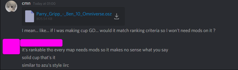 CeaselessOsu's tweet photo. First time BN said my map is actually 'rankable' https://t.co/6ZC2LExxLP