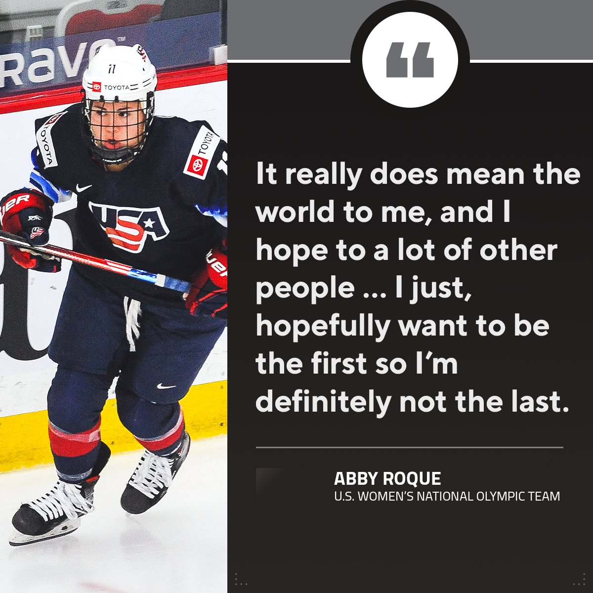 NHLPR's tweet photo. For Indigenous communities winter is a time for storytelling. Abby Roque (@abby_roque) of the Wahnapitae First Nation and @BadgerWHockey alumnus has an inspiring story to tell: she’ll be the first Indigenous woman to play for the U.S. national team in the Olympics. https://t.co/jTWZyhVUak