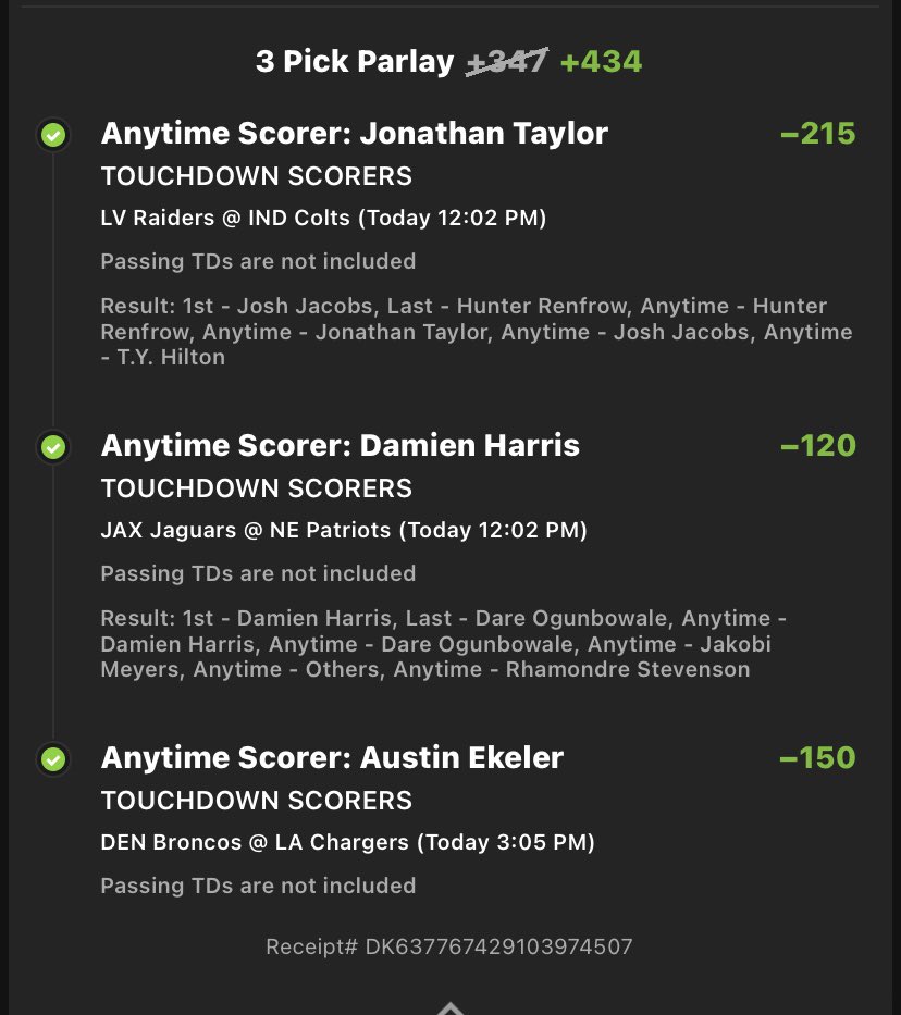 ToddlerBets's tweet photo. That’s another NFL TD Scorer Parlay WINNER! https://t.co/tEV7wmcJqA