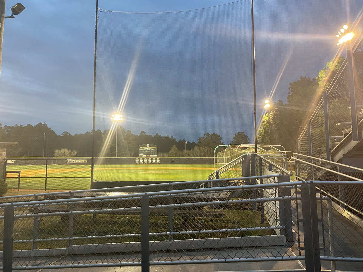PC_Baseball2015's tweet photo. PHS Baseball lights up John W. Williams field to honor their own Coach Woolard tonight. Rest easy my friend. #PCPR1DE https://t.co/AmOSXBeoPI