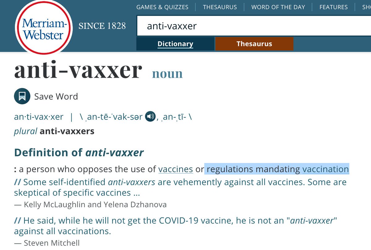 VPrasadMDMPH's tweet photo. Since M-W dictionary revised anti-vax to include opposition to ANY mandates, I am surprised to say that Scott Gottlieb, former FDA commish &amp; current Pfizer board member is an anti-vaxxer

Dear journalists,
You might want to investigate this Orwellian definition change 👇👇 https://t.co/z4r0ILV5v9