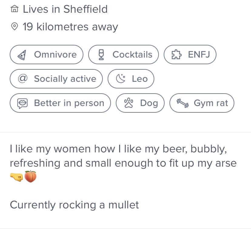 Shadowsofarose's tweet image. mens tinder bios will forever amaze me