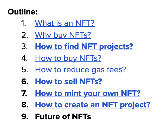 petergyang's tweet photo. Here's the NFT learning path outline the @odyssey_dao community is writing together. 

What topics are we missing? https://t.co/WvJ9qbANgV