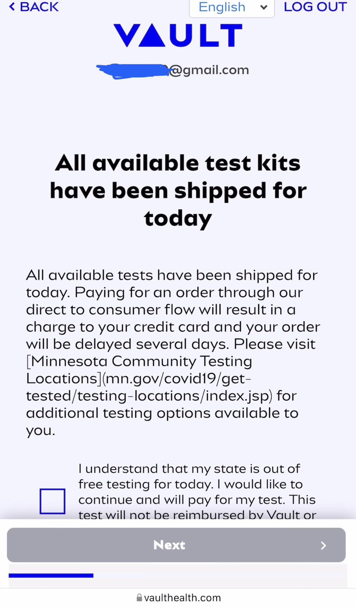 Aleesa on Twitter: "The other free state testing option is through Vault.  But guess what, you're also out of luck. They've put a cap on the number of  tests that can be