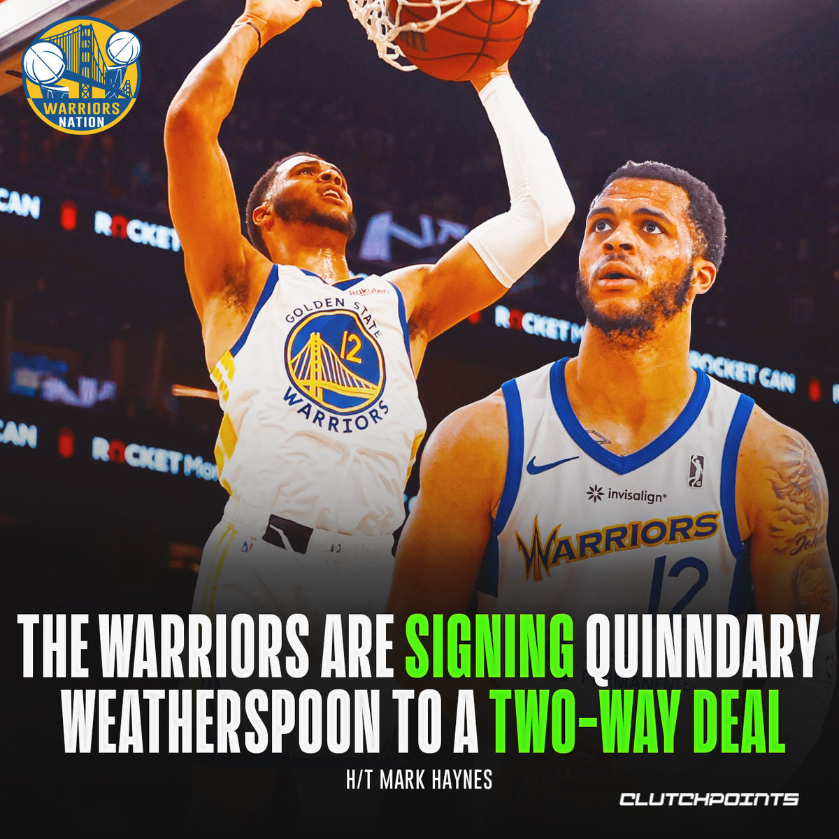 WarriorNationCP's tweet photo. Warriors Nation is ready for you, Quinndary Weatherspoon! 👊 https://t.co/jlp8usyC6s