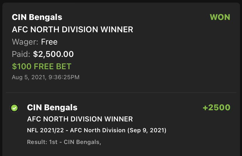 tdukes1's tweet photo. My wife’s, @Dukesjenn09 first ever sports bet and 5 months later it hits!!💪🏻💪🏻 @DKSportsbook https://t.co/2AEFL1ozcb