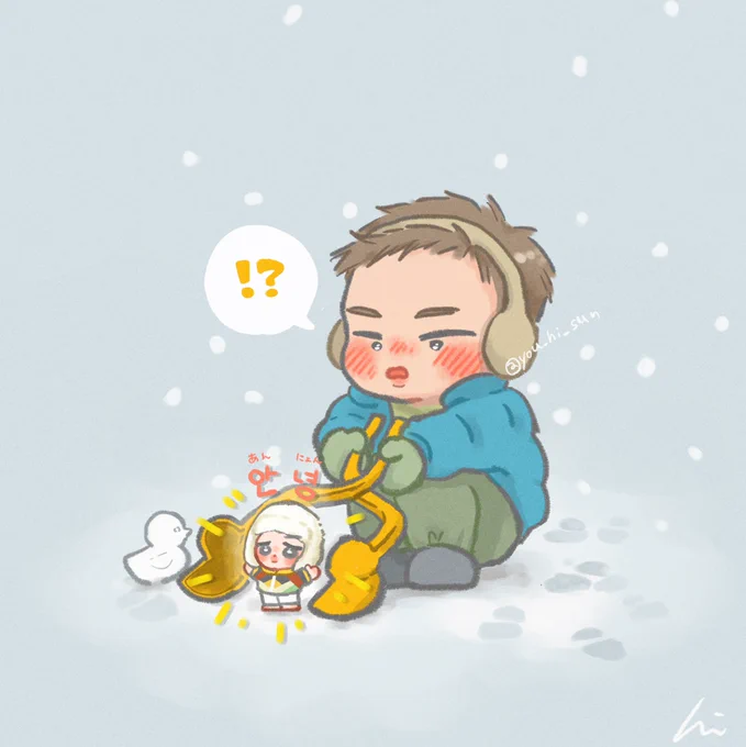 #BTS #btsfanart #RM #JIMIN 
❄️❄️❄️🐨⛄️🐥❄️❄️❄️
🐥「안녕!」
🐨「!?」 