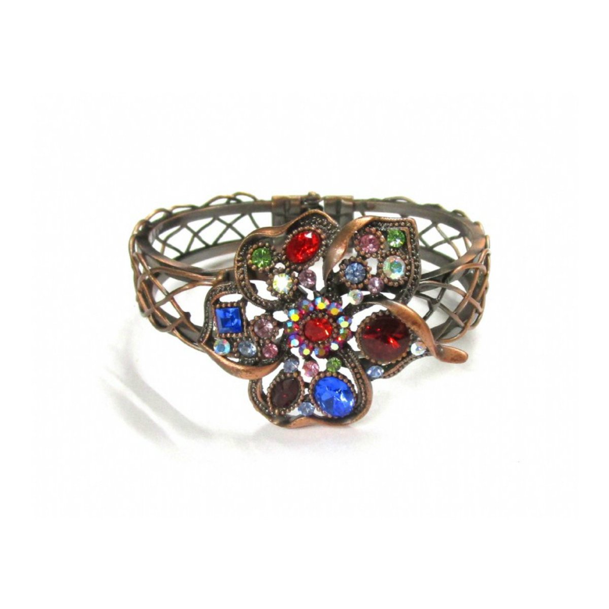 JunkYardBlonde's tweet photo. Vintage Multi Colored Crystal Hinged Floral Copper Bracelet https://t.co/64AFkSvFCL #Gotvintage #Etsysellsvintage #JunkYardBlonde #RhinestoneCuff https://t.co/tHCJK51CKj