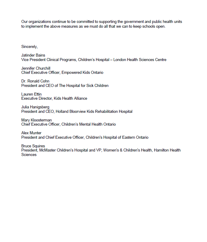 Please see our letter to the Premier asking for clarity around the school re-opening plan. We must do all that we can to keep schools open. #onpoli
