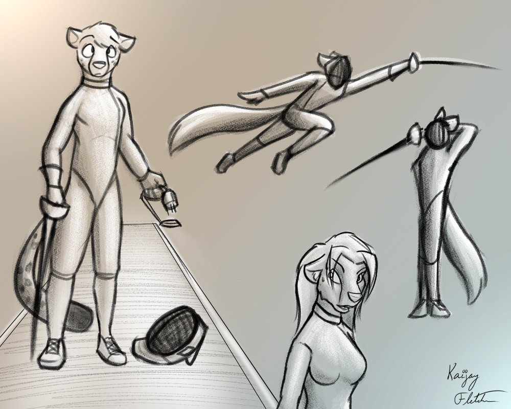 More poky bois and gals, except it's modern sporty version~
#furry #art #fencing #sketch