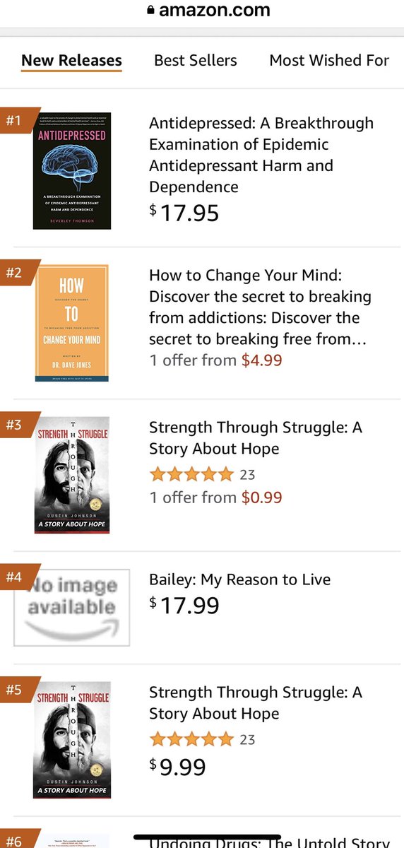 RT by @57KazqZ6UYIq2P2: #Antidepressed No1 in drug dependency new releases on Amazon.com!!!! So excited!!!! Narratives are being changed by brave independent #Writers and thinkers in real time. #massformationpsychosis… dlvr.it/SGd1Tz