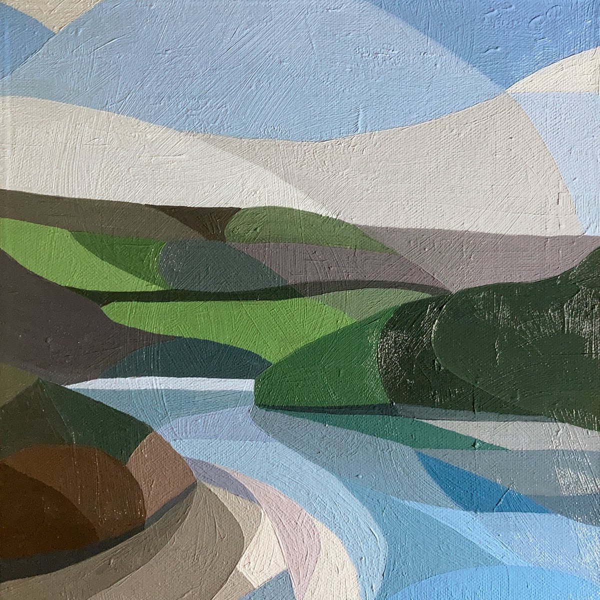 johnprvachon's tweet photo. Off to a quick start this year on the painting front. An abstract interpretation of a painting I completed a while back.
River Avon near Bigbury in South Devon
30cm x 30cm,
Oil on canvas
#art #artwork #landscapepainting #landscapeartist #painting #oilpainting #devon #devonartist https://t.co/5cSr4C4NiJ