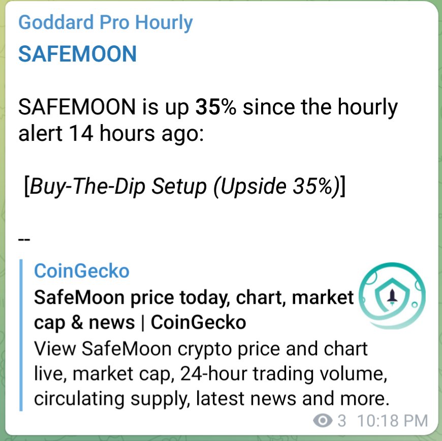 goddard_ai's tweet photo. $SAFEMOON is up 35% since Goddard detected:

Buy-The-Dip Setup (Potential Upside 35%)

In the Hourly Chart 14 Hours ago

--
Get Smart Market Insights Delivered for FREE with https://t.co/Ni1bKFE63r - Your Ultimate Crypto Trading Companion #cryptocurrency #trading $btc $eth https://t.co/SqqK75Dr18