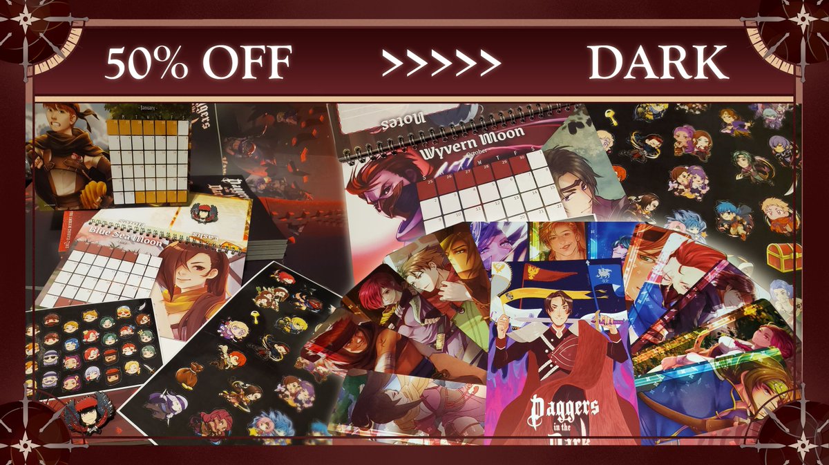 fe_daggers's tweet photo. There's just one week left to get your favorite theify merch! Zines, Bookmarks, Calendars, Charms, and more!

At checkout use code DARK to get 50% off your order!

Store closes this FRIDAY >>>>>>>>>>>>>>>> 
https://t.co/rzs6UytBFZ 🗡️ https://t.co/V10LQrO2qe
