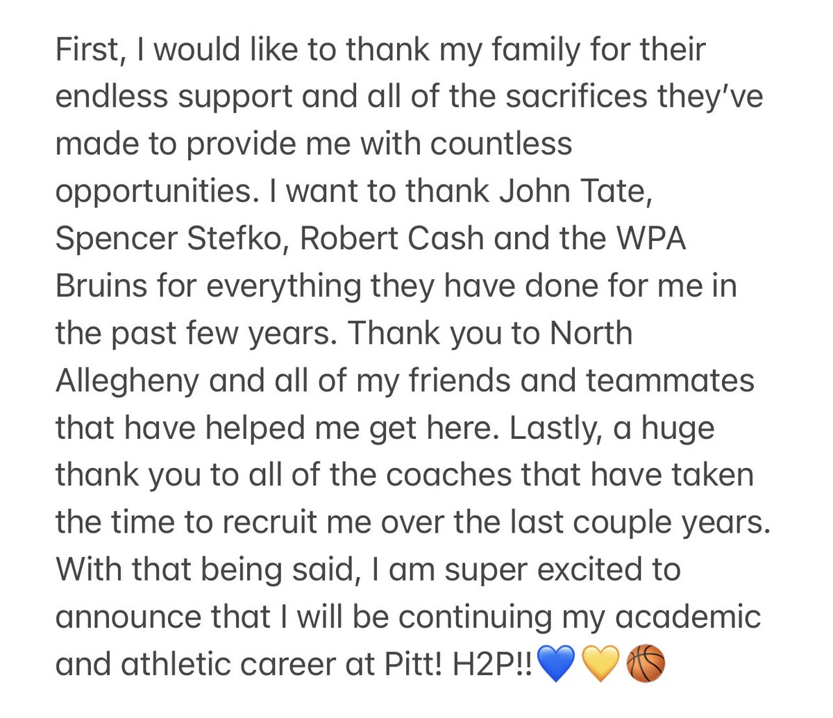 jmtimmerson11's tweet photo. Committed💛💙🏀@Pitt_WBB @Pitt_CoachWhite https://t.co/8lsCEy0RqT