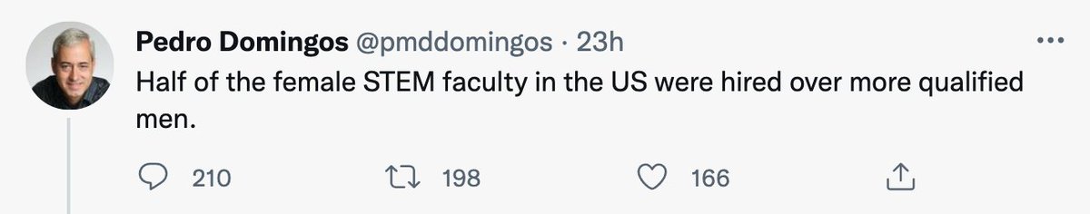 lpachter's tweet photo. An appropriate response to this from @uwcse / @UW would be to ban @pmddomingos from all promotion / tenure decisions (of men and women) because he is clearly not qualified to judge the work of others. https://t.co/4KrNdXYdcF