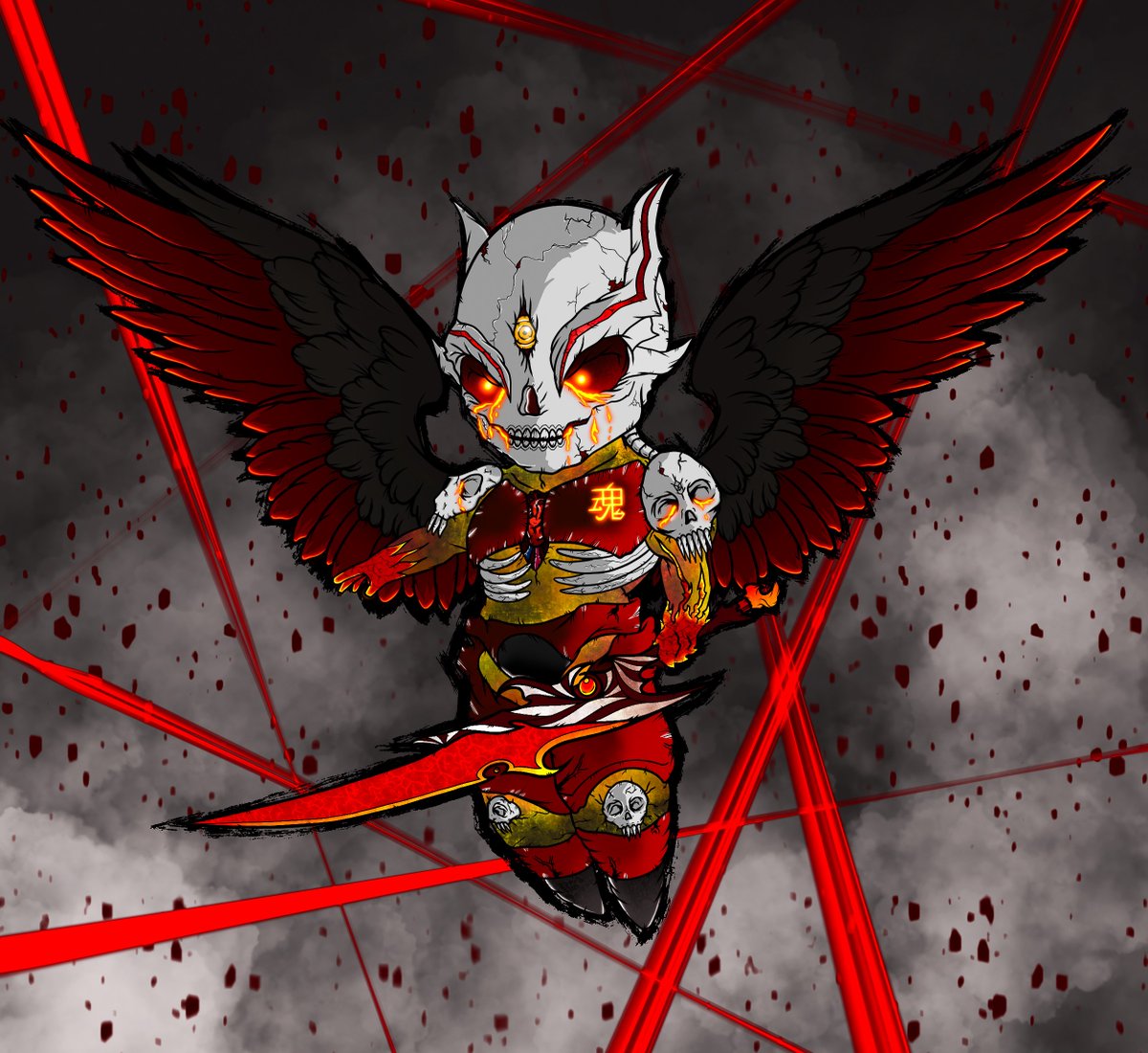 Ragnarokuu's tweet image. Welcome and thank you so much @CryptInCrypto for winning this piece: Angelon#003 @tombheads @G4b_9 thanks you guys!! much Love!!