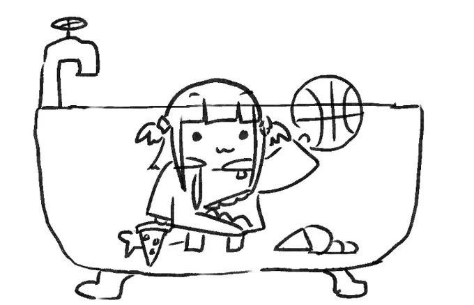 "I dropped my pizza in the bathtub, but I have ice cream and basketball" 