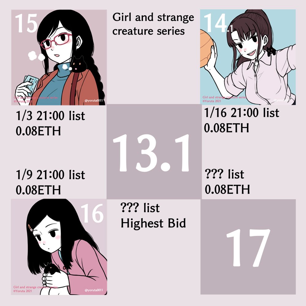 My NFT collection.
Foundation
https://t.co/B3Y5bWjtIh
Girl and strange creature(二次流通ありますリスト予定は↓)
https://t.co/STNeSW2Loj
Snap Girl Collection(準備中)
https://t.co/qW0UrfwJ6c
Yoruta Unruled Paper Collection
(イノセントガールポートレイトなど)
https://t.co/FrkkqiCWCN
