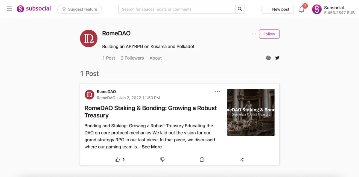SubsocialChain's tweet photo. Welcome to Subsocial, @romedaofinance!

https://t.co/DJulVTTjXq https://t.co/NoiyQTVQM2