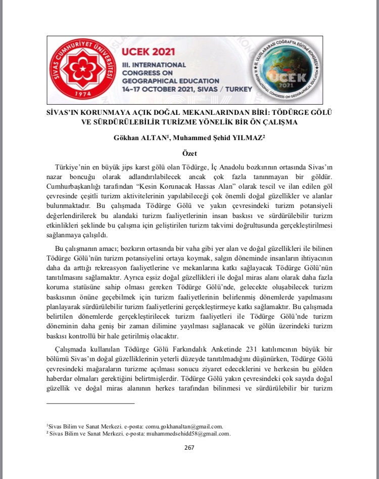 2022 yılına bereketli başladık:) 

Öğretmen ve öğrencilerimizin birlikte yaptığı 4 araştırmanın tam metinleri, Sivas Cumhuriyet Üniversitesi ve III. Uluslararası Coğrafya Kongresi işbirliği ile çıkan kitapta yayımlandı. Hayırlı olsun. <a href="/mehmetnezirg/">mehmet nezir gül</a> <a href="/mramazanbarin/">Ramazan Barın</a> <a href="/AslanErguven/">Ergüven Aslan</a>