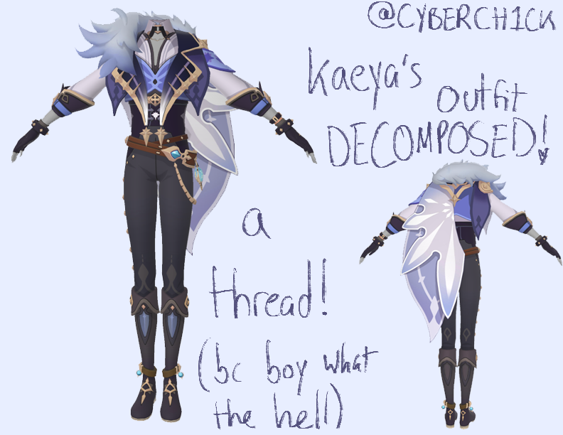 CYBERCH1CK's tweet photo. i took kaeya's outfit apart. here's a thread of it decomposed, broken into pieces to make it easier to understand: https://t.co/AKPe3nvuP1